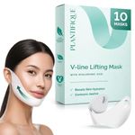 PLANTIFIQUE V-Line Face Lifting Chin Mask, 10 Pack - Hydrogel Chin Strap with Hyaluronic Acid and Aloe Vera - Jawline Shaper & Neck Firming