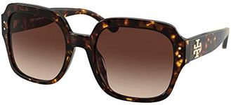 Tory Burch Women's Modern Sunglasses, Dark Tortoise, 56-21-140