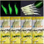 JSHANMEI Luminous Sabiki Rigs 5 Shrimp Rigs Glitter Glow in the Dark Fish Saltwater Fishing Bait Baits Lure Catch Catching Hook Tackle Fishing Rigs (10 Packs)