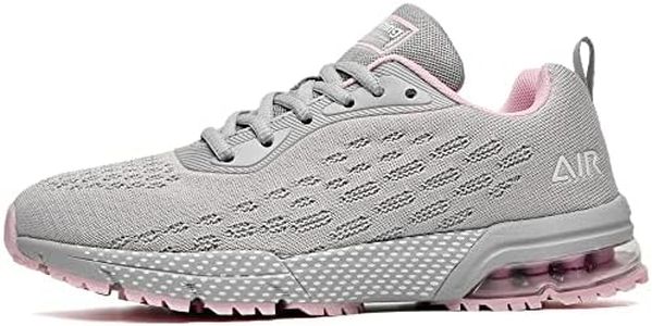 GANNOU Women's Air Athletic Running Shoes Fashion Sport Gym Jogging Tennis Fitness Sneaker GreyPink US 6.5