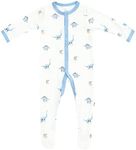 KYTE BABY Unisex Soft Bamboo Rayon Footies, Snap Closure, Printed (3-6 Months, Jurassic)