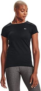 Under Armour Women's HeatGear Armour Short Sleeve T-Shirt, Black/Metallic Silver, Small
