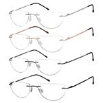 Eyekepper 4-pack Rimless Reading Glasses Lightweight Women Men Half Moon Readers +3.75