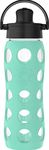 Lifefactory 22-Ounce Glass Water Bottle with Active Flip Cap and Protective Silicone Sleeve, Sea Green, 22 Ounce