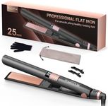 Hair Straightener Flat Iron for Woman - 1 inch Hair Straightener Iron for Shiny Hairstyle，Ceramic Floating Plates, Quick Heat Up, Adjustable Temeprature with LCD Display，80-230°C， Dual Voltage