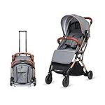 Baby Pram & Pushchair, Lightweight Cabin Approved Stroller, Travel Buggy Pram for Newborn Toddlers Birth to 36 Months (Grey)