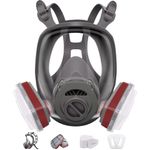 Full Face Cover,Safety Dust Face Cover Reusable,16 In 1 Respirator Mask,Includes 2 Filter Cartridges,10 Replaceable filter Cotton,Full Face Mask And lid, bag