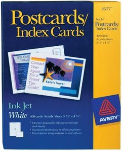 Avery Postcards for Inkjet Printers, 5.5 x 4.25 Inches, White, Box of 400 (8577)