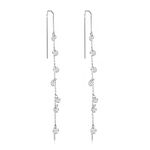 Philip Jones Silver Plated Dangle Thread Earrings Created with Zircondia® Crystals