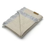 Inkari Alpaca Wool Blanket – Cozy and Plush Alpaca and Merino Throw – Perfect for Sofa, Living Room, and Bed, (Fishbone-BgSilver), (140 x 210 cm)