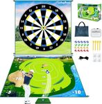 Golf Chipping Game Indoor Practice: 70"x70" 2-in-1 Golf Practice Mat and Dart Board Mat Combo with Golf Hitting Mat - Golf Training Mat Kit with 20 Sticky Ball - Golf Accessories for Family game