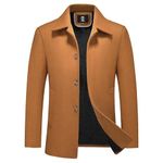 KUDORO Mens Wool Coat Trench Coat Winter Thick Long Padded Jacket Peacoat Outwear