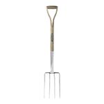 Spear and Jackson R712 Traditional Mirror Finish Stainless Steel Head Digging Fork with 1-Piece Hardwood Shaft