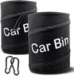 TTCOTOKE Car Bin, 2 PACK Collapsible Car Bin, Universal Traveling Portable Car Garbage Bin Storage, Pop-up Car Bin For Front of Car, Car Boot Bags With 2 Hook Hanging Car Trash Can,Dark,L