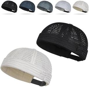 INDIGO WHALES 2 Pack Men's Breathable Brimless Hat, Lightweight Mesh Skull Cap for Summer Outdoor Wear (Black+White)