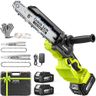 Supstable Mini Chainsaw Cordless 8 Inch & 6 Inch Brushless, Electric Power Chain Saw with 2×4000mAh Batteries, Handheld Portable Wood Pruning Saws for Garden Courtyard Tree Trimming Cutting