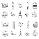 DanLingJewelry 100Pcs 10 Styles Antique Silver School Teacher Charms Ruler Pen Book Palette Charms for Teacher's Day Jewelry Making DIY