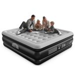 Airefina 18" Air Mattress King with Built-in Pump, Inflatable Bed in 3 Mins Self-Inflation/Deflation, Flocked Surface matelas gonflable Blow Up Bed for Home Portable 203x193x46cm, 750lb MAX