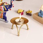 eCraftIndia Handcrafted Golden Metal Tea Light Candle Holder Stand - Elegant Decorative Tea Light Holder- Diwali Decoration Items for Home Decor- Gift for Diwali Housewarming