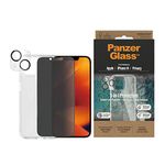 PanzerGlass iPhone 14 6,1", Bundle Privacy Glass+Case transparent, Antibakteriell, Anti-Fingerprint