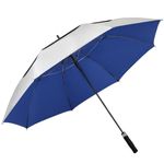 NINEMAX Large Golf Umbrella UV Protection Windproof - 68 Inch UV Blocking UPF 50+ Auto Open Vented Oversized Umbrella for Sun and Rain(Silver/Blue)