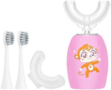 Rumengling Kids Toothbrush Electric, U Shaped Ultrasonic Automatic Toothbrush with 4 Brush Heads,2 Cleaning Modes, Cartoon Modeling Design for Kids, Age 2-12
