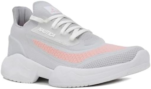 Nautica Women's Fashion Sneaker Lace-Up Jogger Running Shoe Casual Walking Tennis Sneaker, Beech-grey, 9