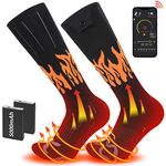 Heated Socks Rechargeable Electric Heated Socks for Men Women - 5V/5000 mAh Battery Powered Foot Warmer Stockings with APP Control for Winter Hunting Skiing Camping Hiking (Flame-XL)