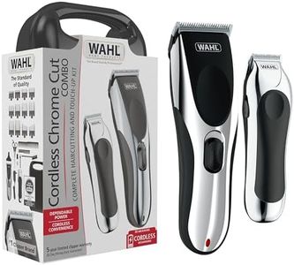 Wahl Clipper Cordless Chrome Pro Hair Clippers for Men and Battery Hair Trimmer Combo for Full Haircuts and Touch-Up Trims – Model 3026590