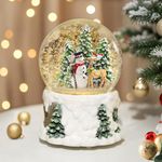 Luxspire Christmas Snow Globes, Musical Lighted Snow Globe Lantern with Timer, LED Vintage Snowman & Deer Snow Globe with Swirling Glitter and Snow, Christmas Snowglobe for Party Gifts Decorations