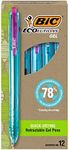BIC Ecolutions Gel Pens, Medium Point (1.0mm), 12-Count Pack, Retractable Assorted Ink Pens Made from 78% Ocean-Bound Recycled Plastic Excluding Ink Cartridge