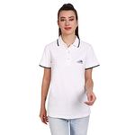 DesignerBin Women's Polo Neck Pure Cotton T-Shirt Color White (Size-XL)