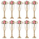 Nuptio 10 Pcs Crystal Flower Stand Wedding Centerpieces for Tables,21.7in/55cm Tall Elegant Metal Flower Arrangement Stand, Tabletop Metal Flower Vase for Wedding Party Dinner Event Hotel Home Decor