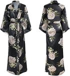 DiaryLook Ladies Kimono Dressing Gowns for Women Long Kimono Robes Satin Long Bridesmaid Robes Floral