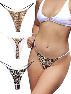 KUKU PANDA Cotton Thongs for Women Sexy Seamless Woman G String Panties 3 Pack Set (Animal Print, XX-Large)