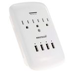 Oviitech 3 Outlet Wall Mount Surge Protector with 4 (4.2 AMP) USB Charging Ports,3 AC Socket Outlet Plugs Adapter,White,ETL Certified.