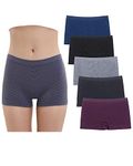 Ruxia Women's Boyshort Panties Nylon Seamless Underwear Comfy Hipster Panties 5 Pack (5 Pack（Black,Navy,Melange,London Blue,Burgandy）, XX-Large)