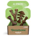 Benebone Durable Dog Chew Toy Box for Aggressive Chewers with Wishbone, Fishbone, Stick & Zaggler, Medium