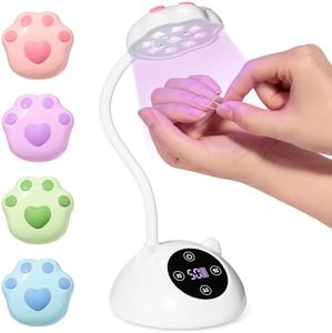 Beetles Gooseneck UV Nail Lamp - Meowgic MilkKitty Mini LED Nail Light with 3 Timer and Countdown Display Flash Cure Lamp for Gel Polish Nails Glue Builder Gel Smart Sensor Cordless Nails Dryer