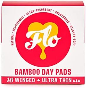 FLO Organic Bamboo Period Pads for Women, Biodegradable and Ultra Thin with Wings, 16 Day Pads (16 Count) Normal BDAY01