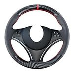 Kivnto DIY Carbon Fiber Steering Wheel Covers for BMW 1 Series E81 E82 E87 E88 2008-2012 / 3 Series E90 E91 E92 E93 2006-2011 / E84 X1 SUV 2013-2015 15 inches Leather Interior Accessories