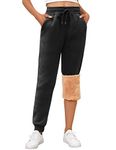 Voqeen Women Fleece Jogger Pants High Waisted Fleece Sweatpants with Pockets Tapered Casual Lounge Pants(Black,M)