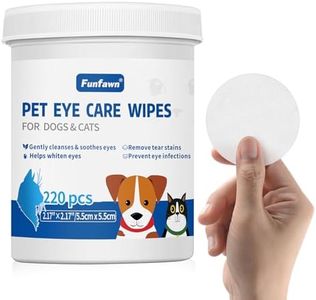 Funfawn Pet Eye Wipes for Dogs & Cats - Disposable Dog Eye Cleaner Wipes - Gently Remove Tear Stain & Eye Discharge - Presoaked Pet Wrinkle & Face Cleaning Pad Wipes - 220 Count