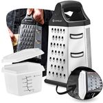 LINFELDT® Hexagonal Grater Stainless Steel Kitchen Grater with Container - Rustproof Dishwasher Safe 23 x 14 cm Multi Grater Kitchen Grater with Collection Container and Handle