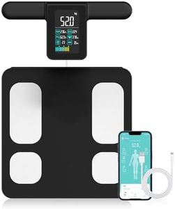 Fitdays Body Fat Scale | 8-Electrode Smart Scale for BMI / 20+ Body Metrics | Full-Color LED & High Precision | USB Charging Body Composition Scales for Fitness/Weight Loss | (FG2015ULB-BLACK-AU)