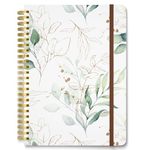 Hnogri Spiral Journal Notebook, Hardcover Lined Journal for Women, Medium 6 x 8.4 in, 160 Pages Thick Paper, Cute A5 College Ruled Notebooks for Journaling Writing Work Office School, Golden Leaf