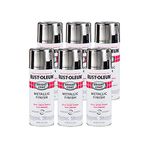 Rust-Oleum 7718830-6PK Stops Rust Bright Coat Metallic Spray Paint, 11 Ounce (Pack of 6), Chrome, 66 Fl Oz