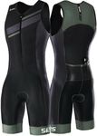 SLS3 Triathlon Suits Mens Elite Sleeveless Tri Suit Men - Trisuit Triathlon - Full Zip, Quick Dry, Italian Chamois, Internal and Rear Pockets (Stealth, Medium)