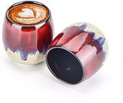 2.7 oz (80 ml) Ceramic Espresso Cups set of 2 Mini Espresso Mugs Sake Cups Demitasse Cups (2x2.7Fl Oz, Red)