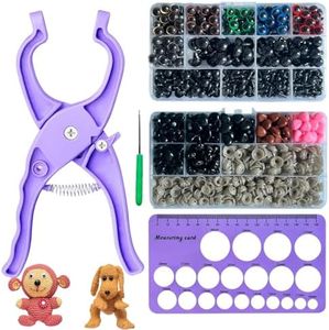 New Upgraded Safety Eye Tool Auxiliarye Tool,Doll Makin Supplees,Safety Eyes for Crocheting Tools for Amigurumi Crochet & with 915PCS Safety Eyes and Noses and Safety Eye 10-30mm Sizer Tool (Purple)